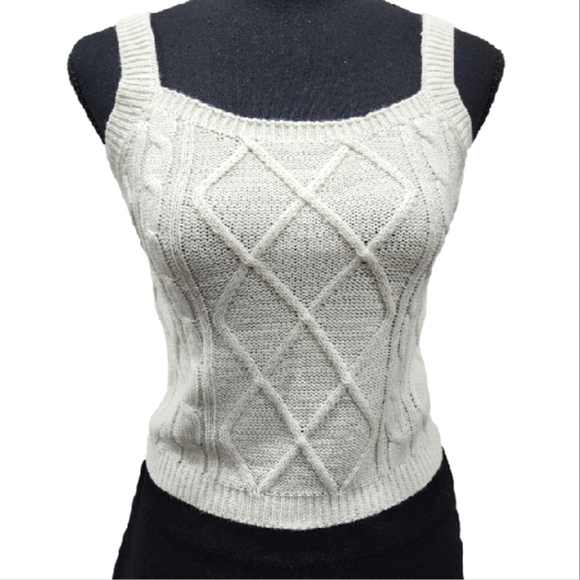 SHEIN Knit Cream/White Tank Top Small - Picture 1 of 9